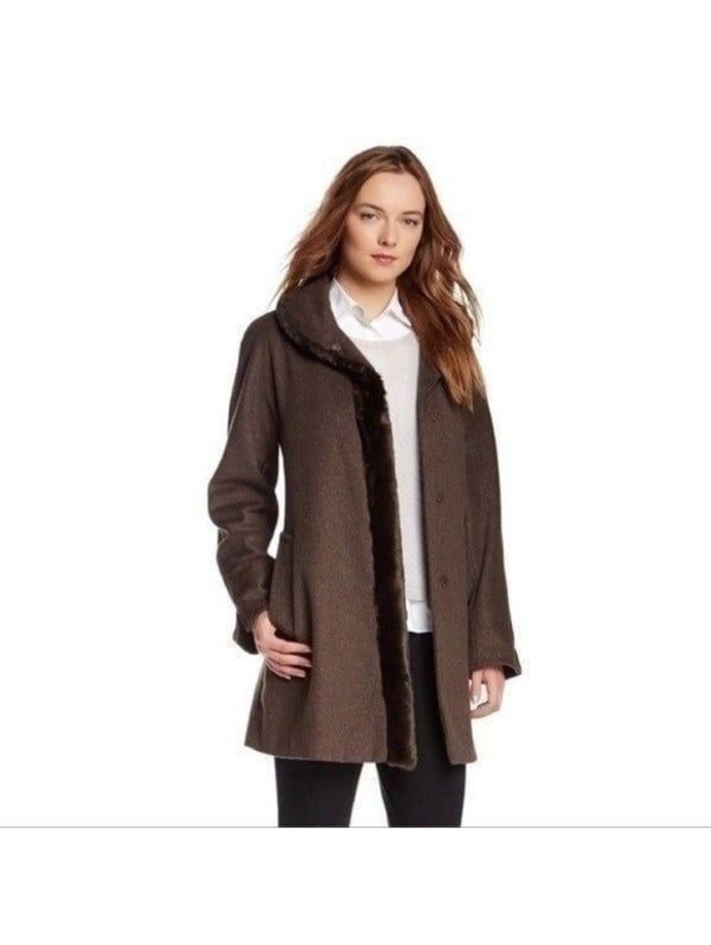 New! Ellen Tracy Kimono Coat Mocha Sz 6